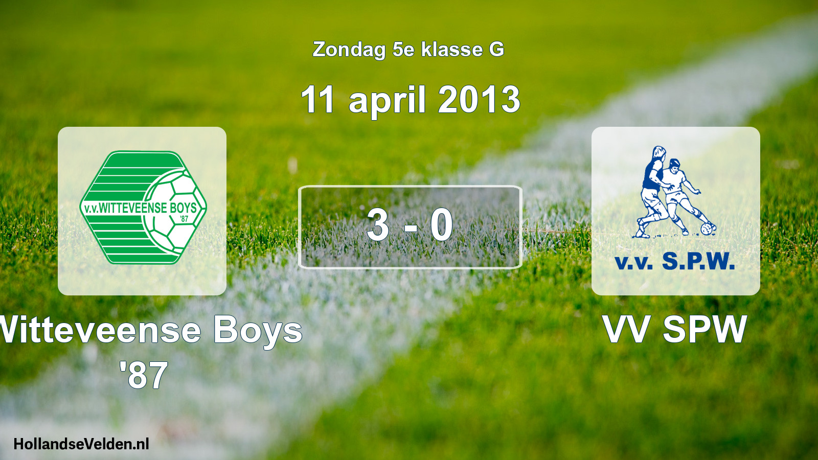 Total number of matches played: Witteveense Boys '87 - VV SPW 3 - 0 (11 April 2013)