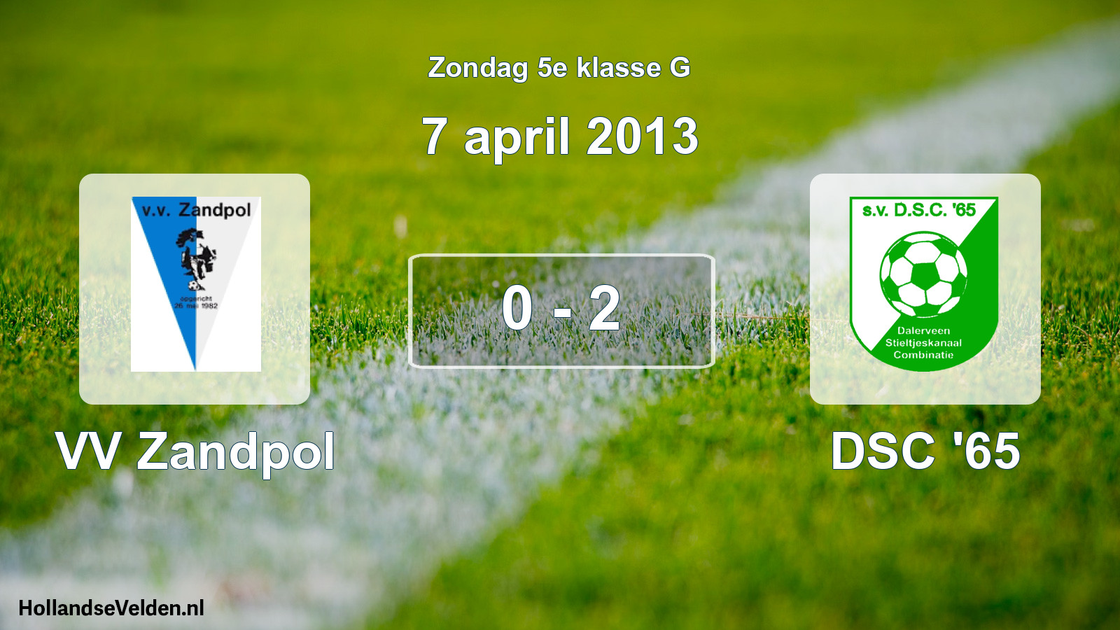 Total number of matches played: VV Zandpol - DSC '65 0 - 2 (7 April 2013)