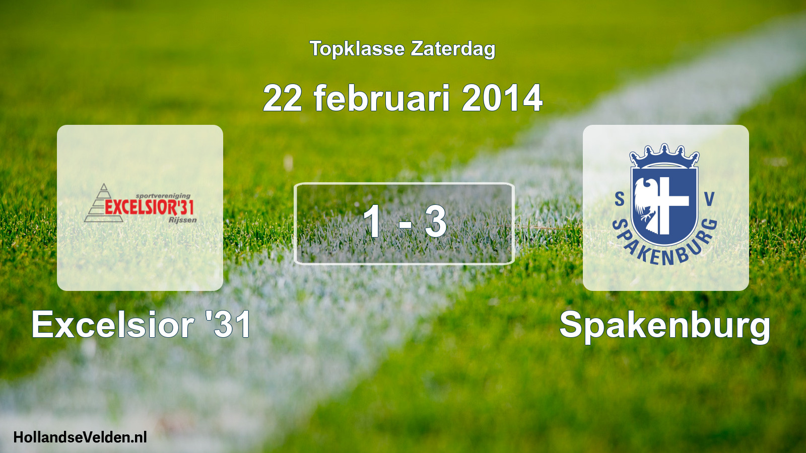 Total number of matches played: Excelsior '31 - Spakenburg 1 - 3 (22 February 2014)