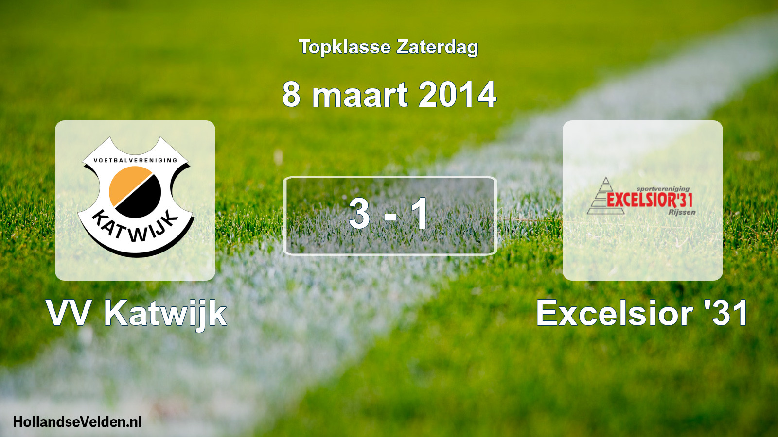 Total number of matches played: VV Katwijk - Excelsior '31 3 - 1 (8 March 2014)