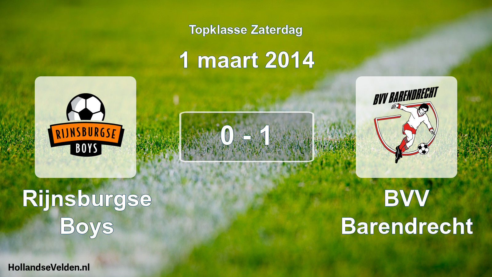 Total number of matches played: Rijnsburgse Boys - BVV Barendrecht 0 - 1 (1 March 2014)