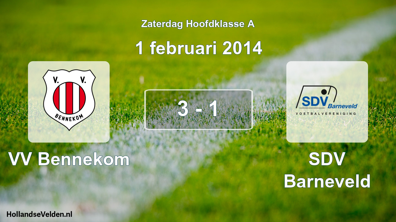 Total number of matches played: VV Bennekom - SDV Barneveld 3 - 1 (1 February 2014)