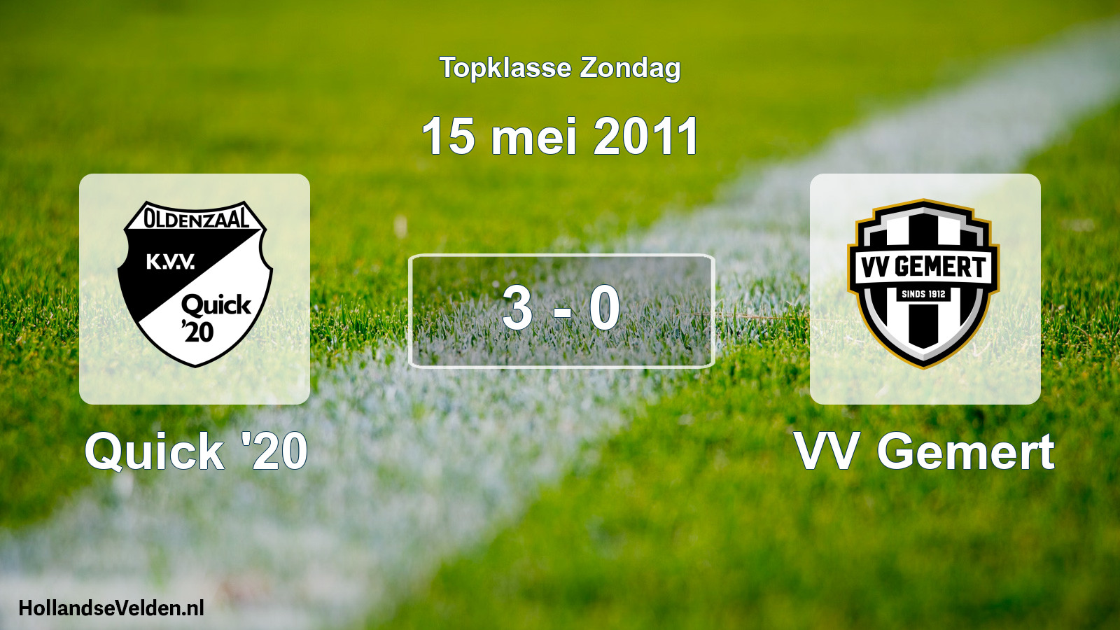 Total number of matches played: Quick '20 - VV Gemert 3 - 0 (15 May 2011)
