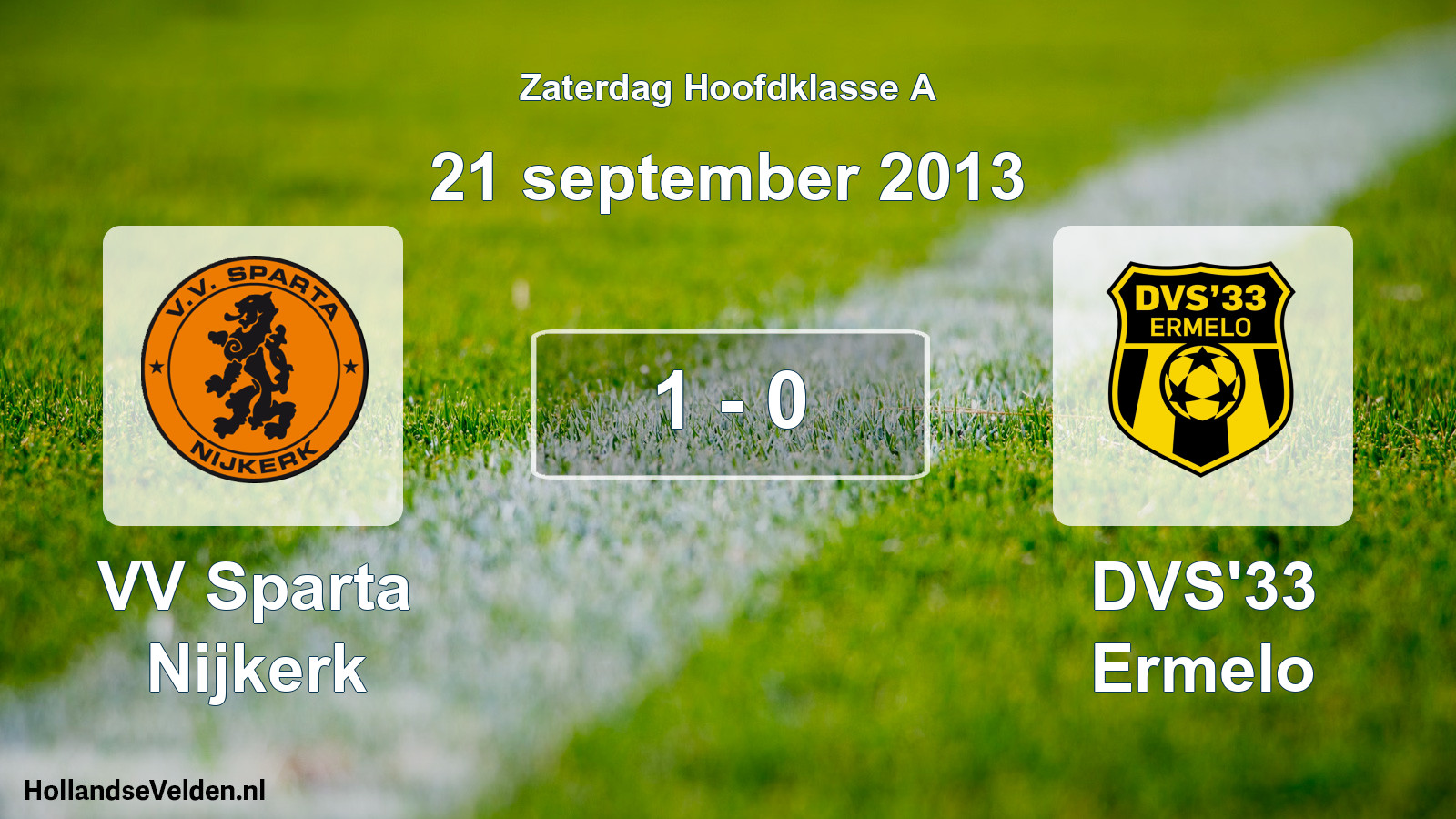 Total number of matches played: VV Sparta Nijkerk - DVS'33 Ermelo 1 - 0 (21 September 2013)