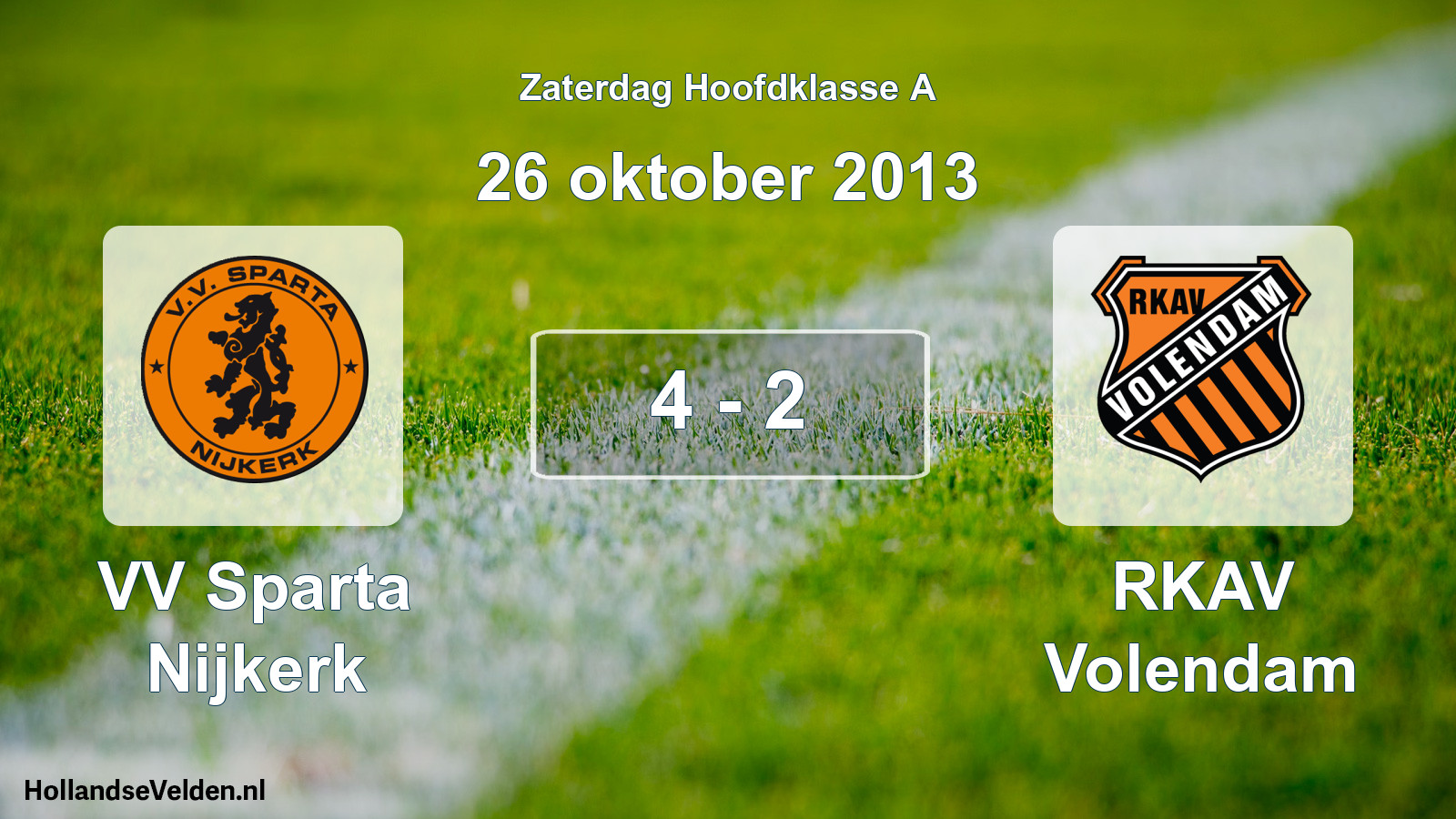 Total number of matches played: VV Sparta Nijkerk - RKAV Volendam 4 - 2 (26 October 2013)
