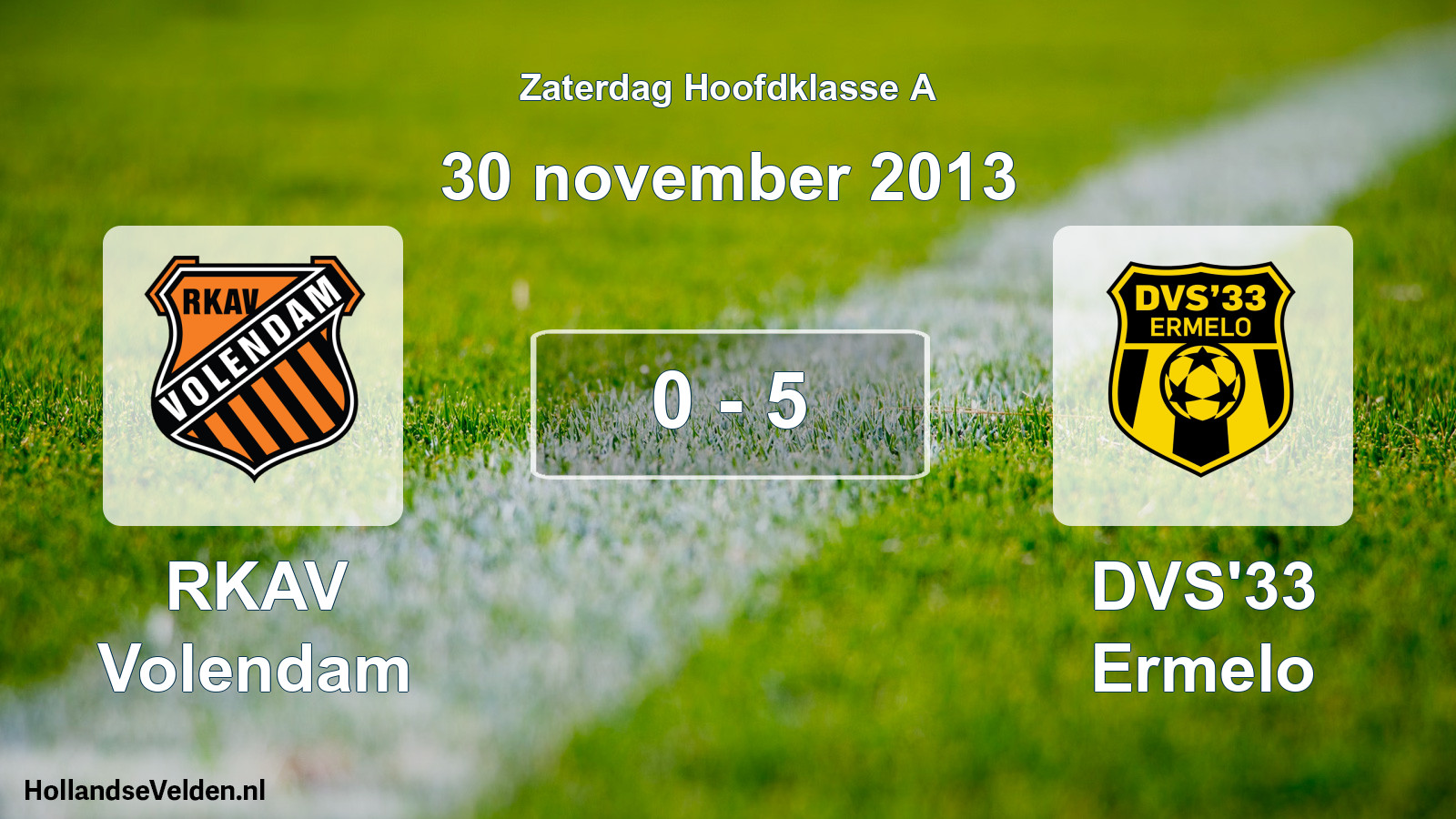 Gespeelde wedstrijd: RKAV Volendam - DVS'33 Ermelo 0 - 5 (30 november 2013)
