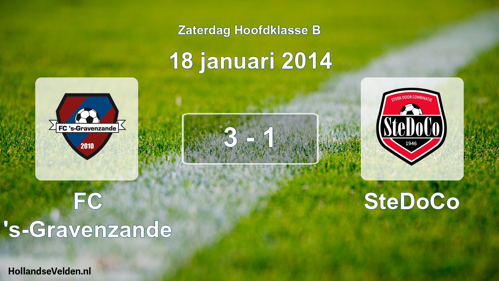 Total number of matches played: FC 's-Gravenzande - SteDoCo 3 - 1 (18 January 2014)