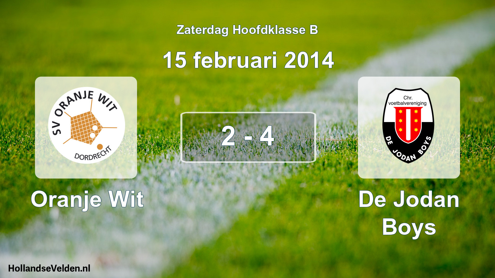 Total number of matches played: Oranje Wit - De Jodan Boys 2 - 4 (15 February 2014)