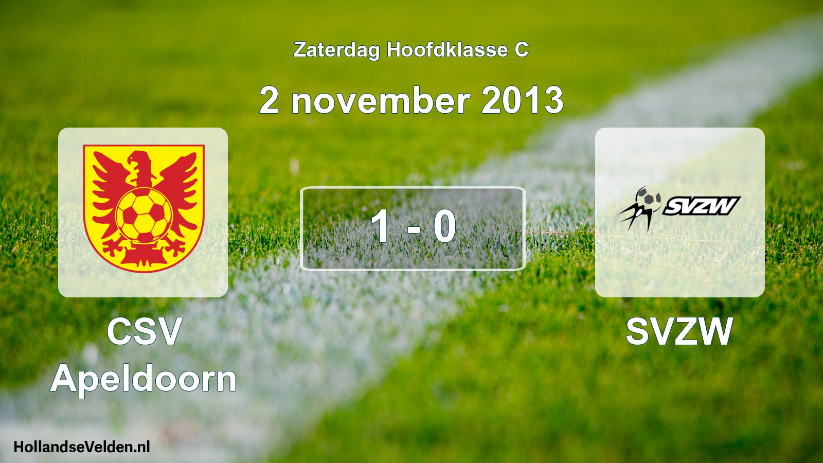 Total number of matches played: CSV Apeldoorn - SVZW 1 - 0 (2 November 2013)