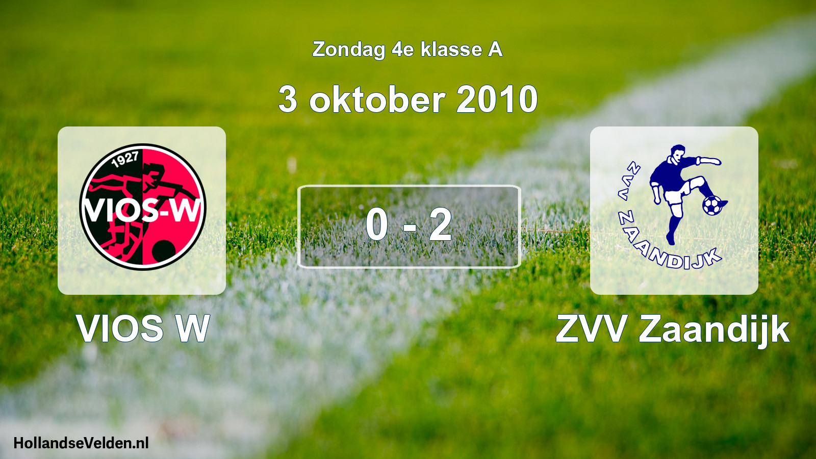 Total number of matches played: VIOS W - ZVV Zaandijk 0 - 2 (3 October 2010)