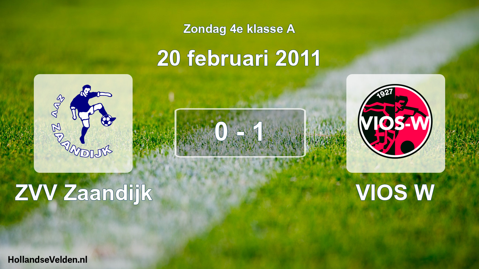 Total number of matches played: ZVV Zaandijk - VIOS W 0 - 1 (20 February 2011)