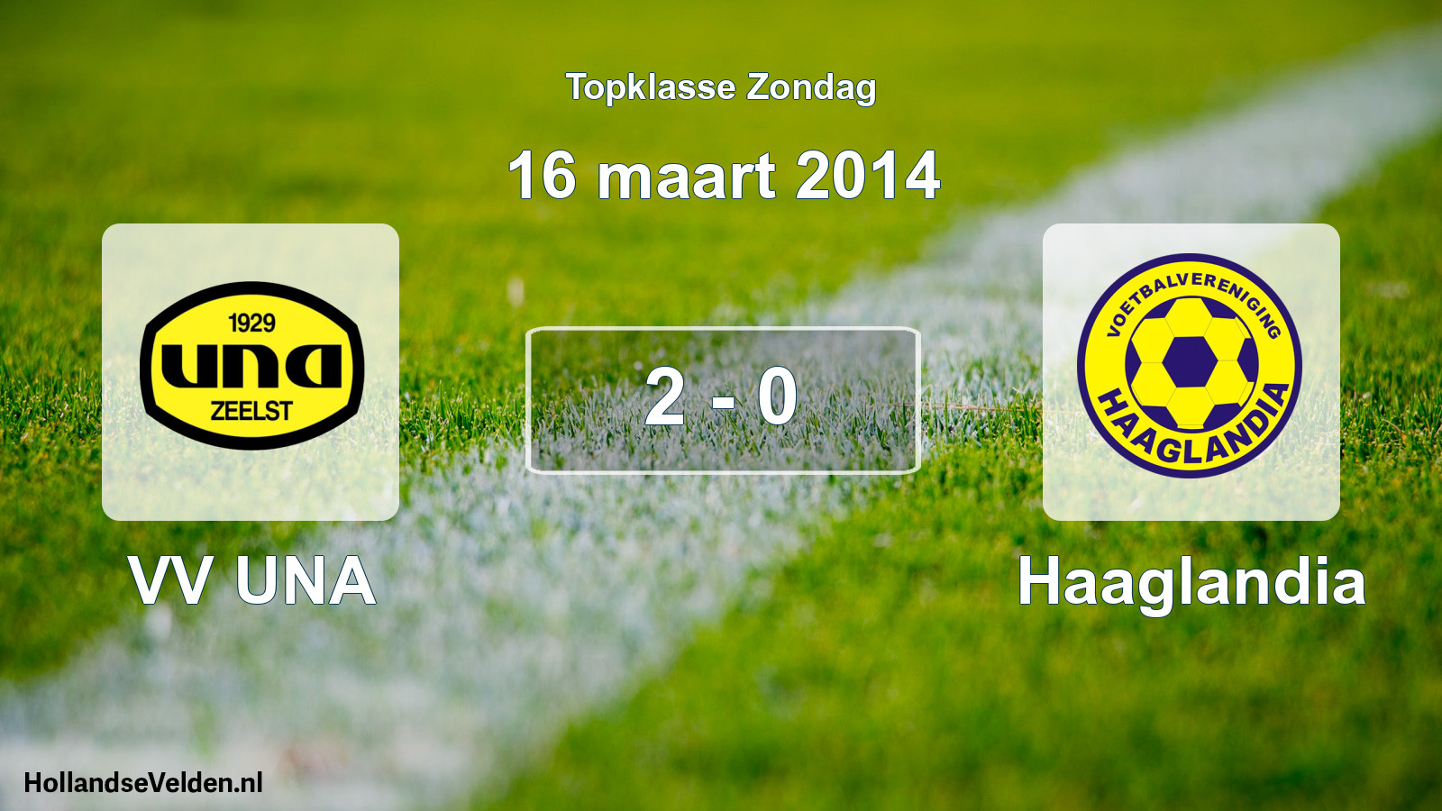 Total number of matches played: VV UNA - Haaglandia 2 - 0 (16 March 2014)