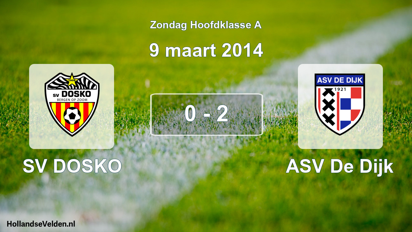 Total number of matches played: SV DOSKO - ASV De Dijk 0 - 2 (9 March 2014)