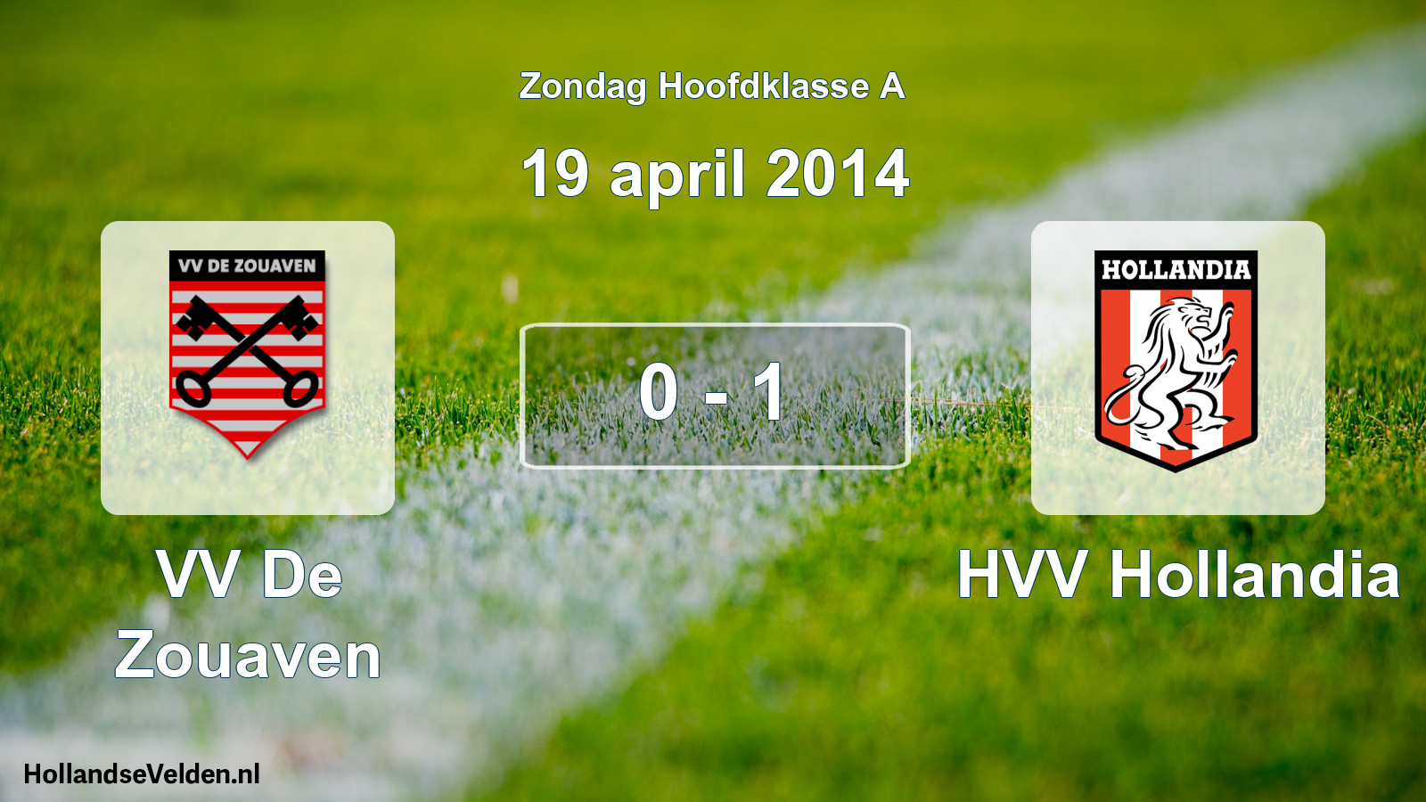 Total number of matches played: VV De Zouaven - HVV Hollandia 0 - 1 (19 April 2014)