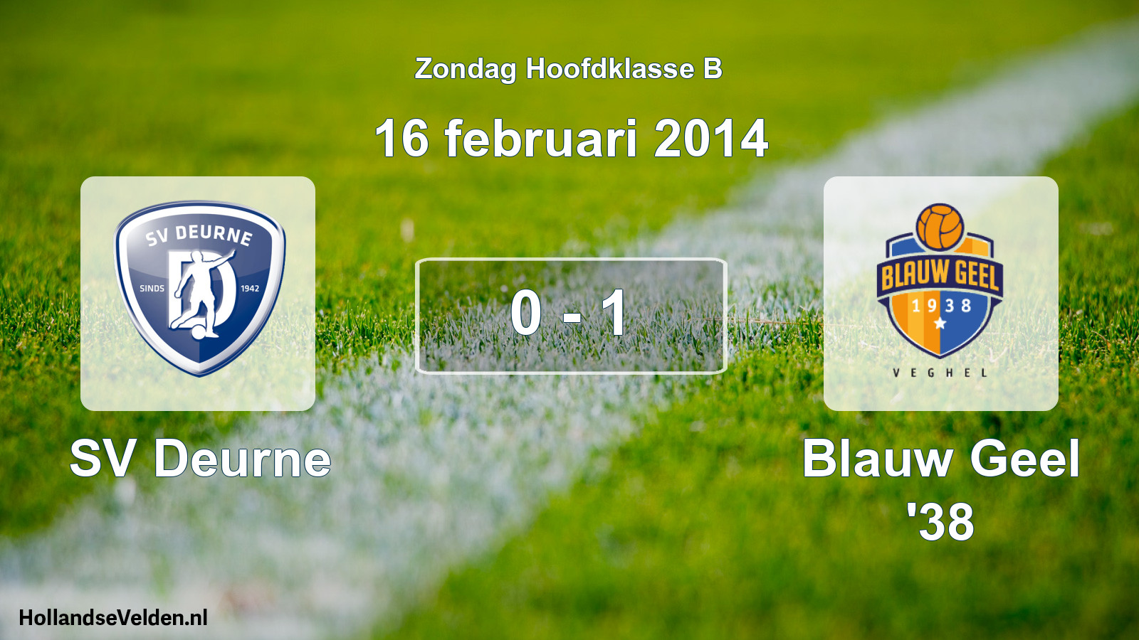 Total number of matches played: SV Deurne - Blauw Geel '38 0 - 1 (16 February 2014)