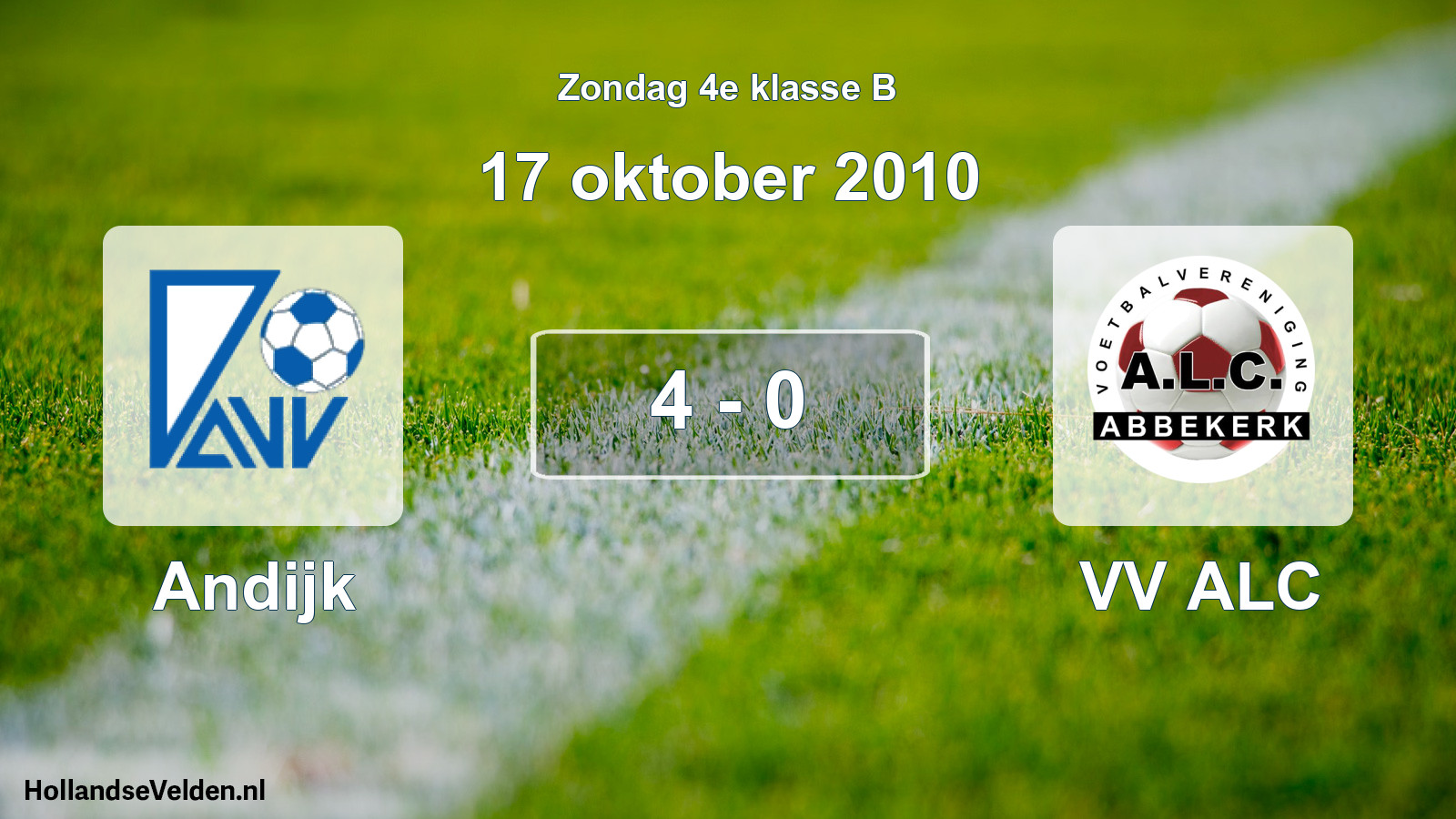 Total number of matches played: Andijk - VV ALC 4 - 0 (17 October 2010)