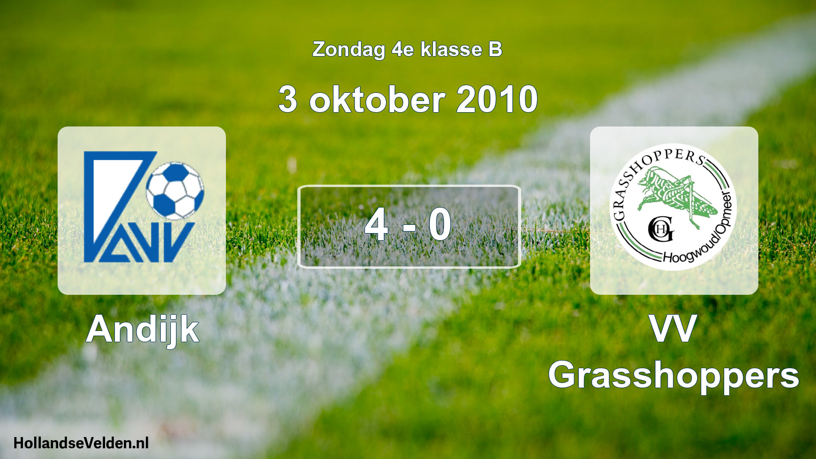 Total number of matches played: Andijk - VV Grasshoppers 4 - 0 (3 October 2010)