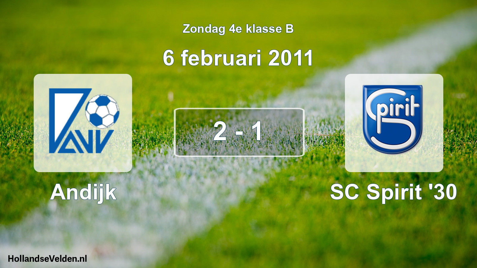 Total number of matches played: Andijk - SC Spirit '30 2 - 1 (6 February 2011)