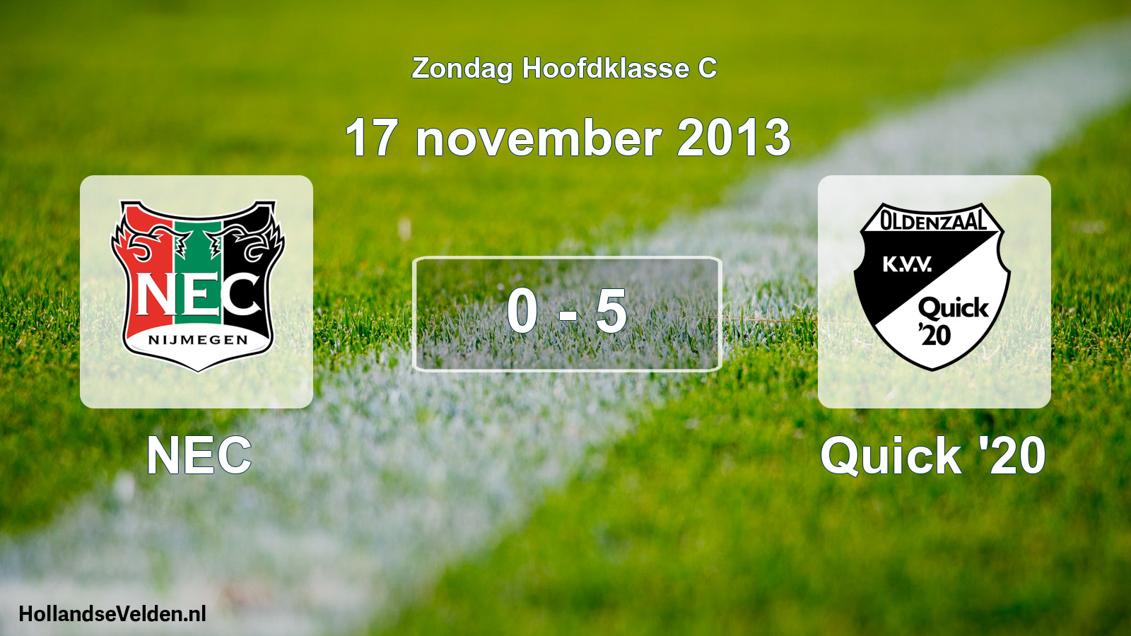 Total number of matches played: NEC - Quick '20 0 - 5 (17 November 2013)