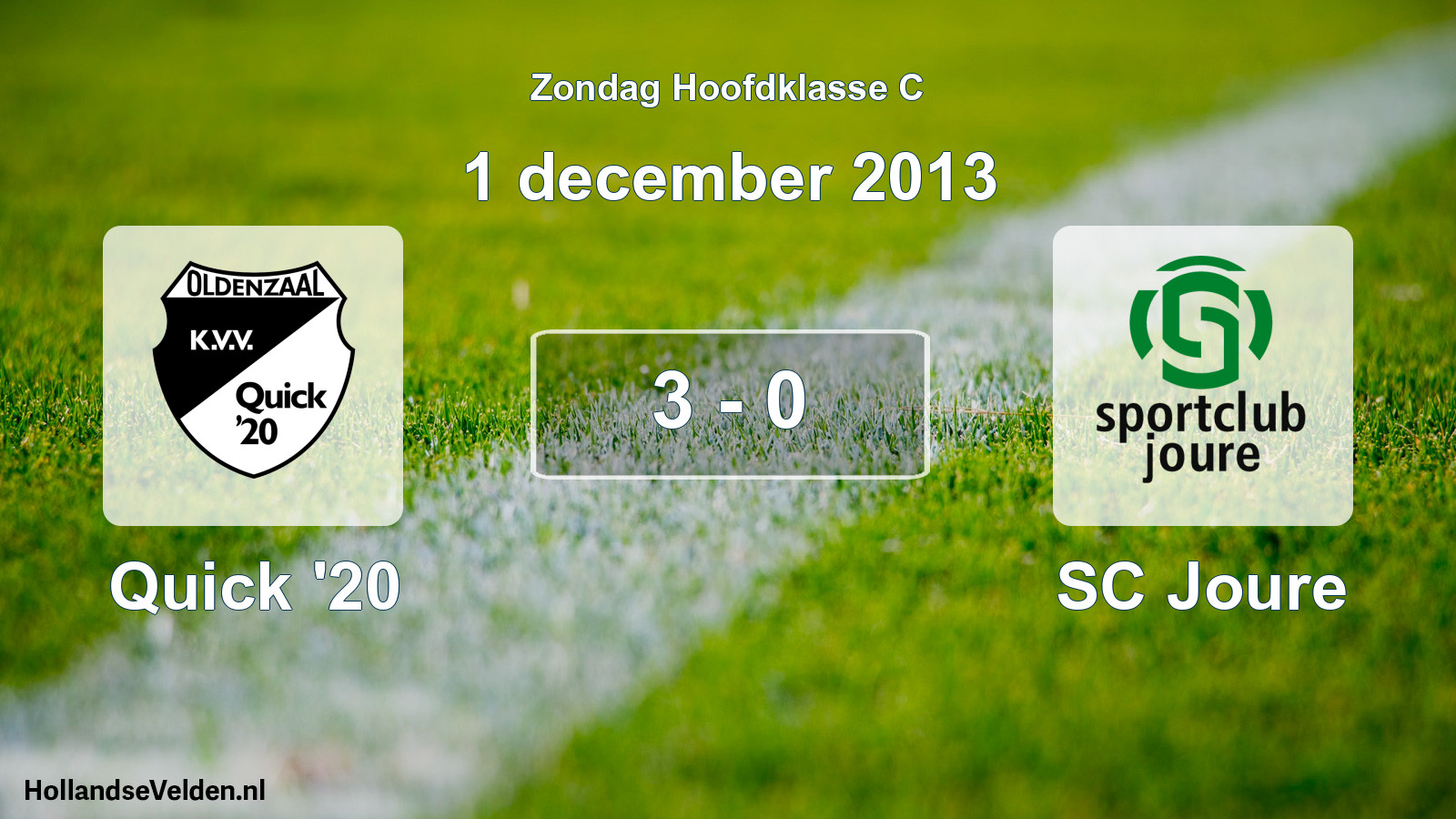 Total number of matches played: Quick '20 - SC Joure 3 - 0 (1 December 2013)