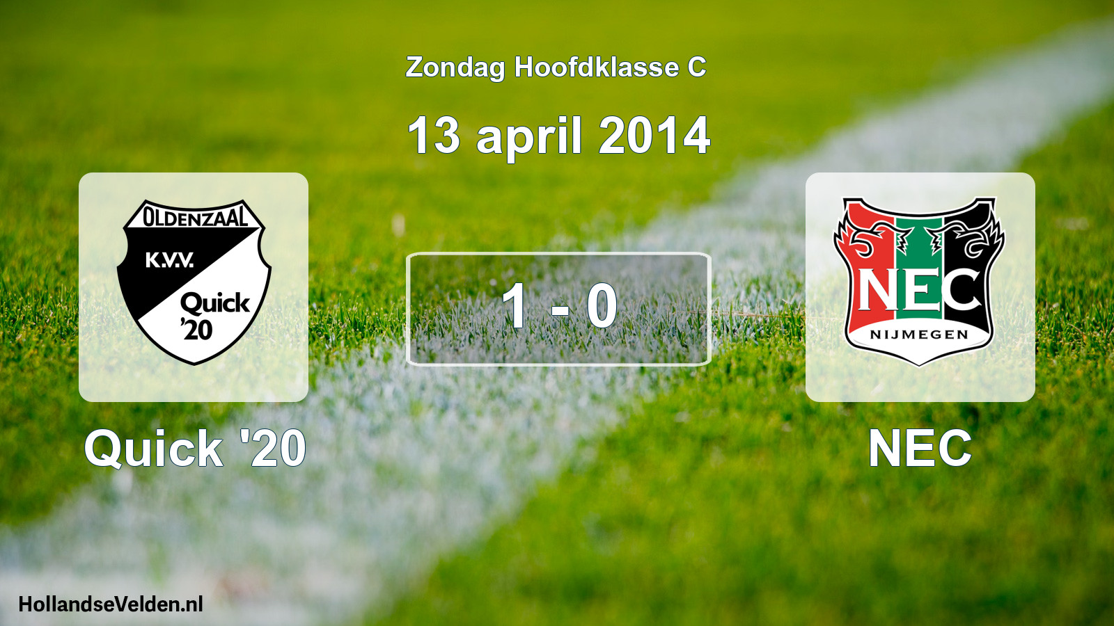 Total number of matches played: Quick '20 - NEC 1 - 0 (13 April 2014)