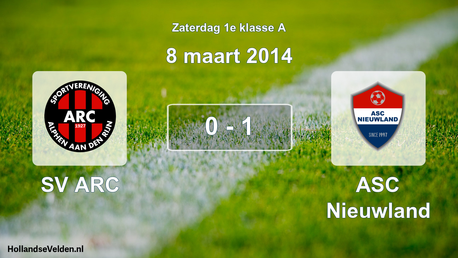 Total number of matches played: SV ARC - ASC Nieuwland 0 - 1 (8 March 2014)