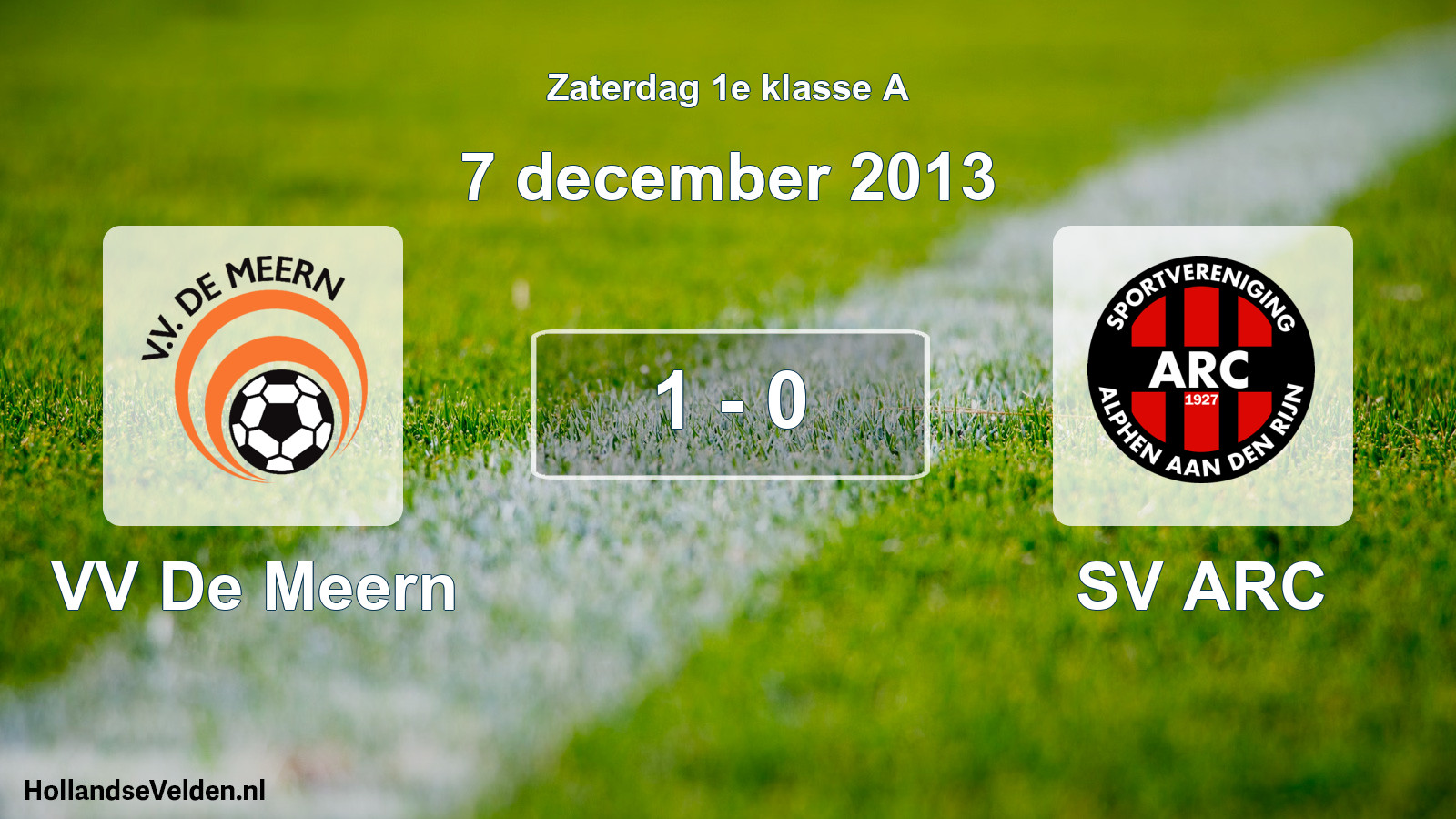 Total number of matches played: VV De Meern - SV ARC 1 - 0 (7 December 2013)