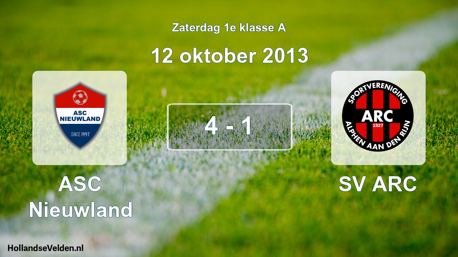 Total number of matches played: ASC Nieuwland - SV ARC 4 - 1 (12 October 2013)