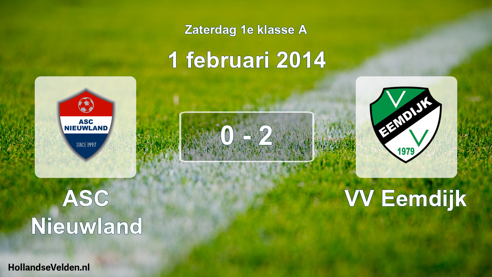 Total number of matches played: ASC Nieuwland - VV Eemdijk 0 - 2 (1 February 2014)