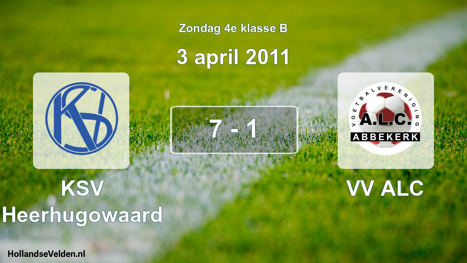 Total number of matches played: KSV Heerhugowaard - VV ALC 7 - 1 (3 April 2011)