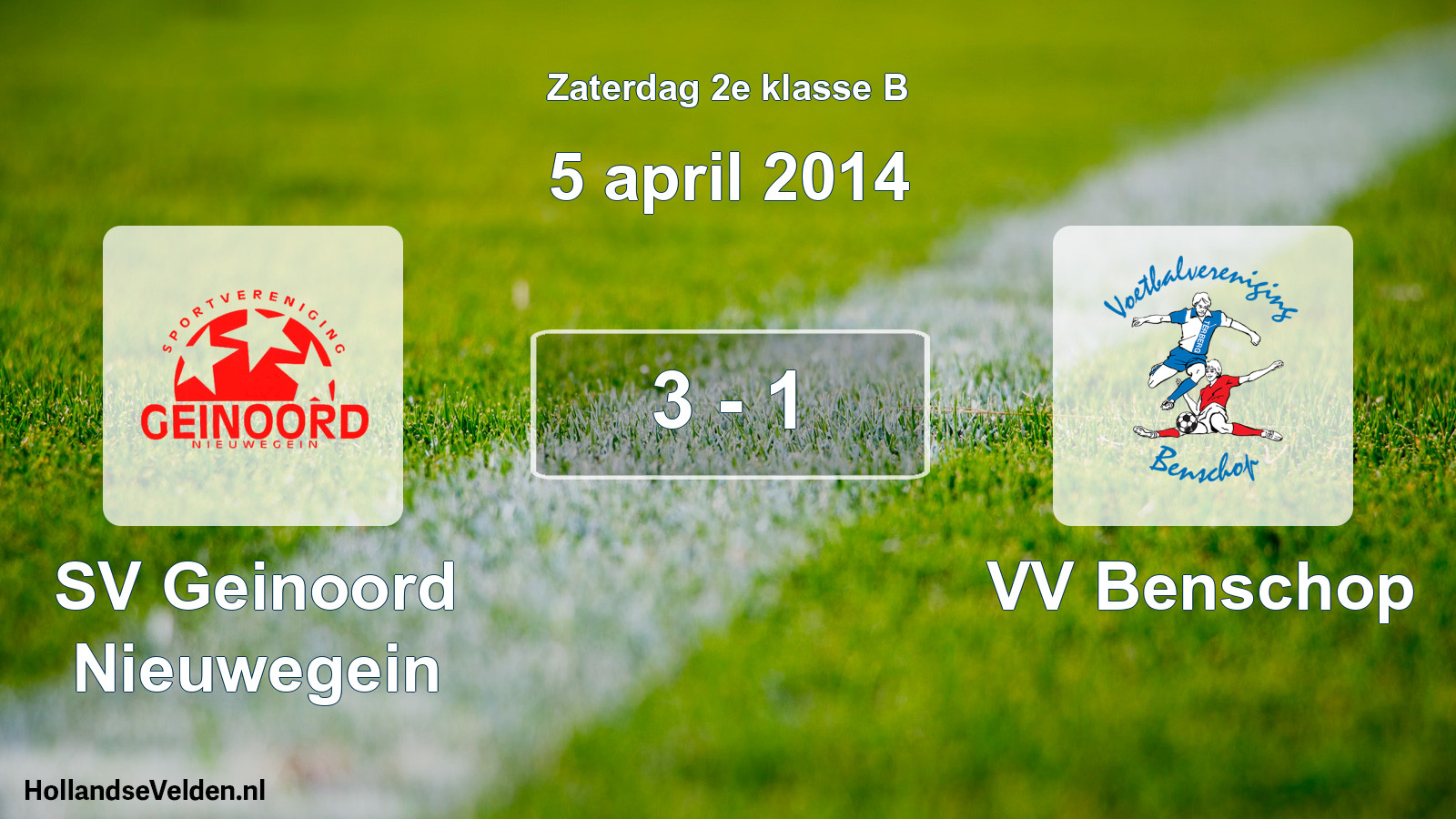 Total number of matches played: SV Geinoord Nieuwegein - VV Benschop 3 - 1 (5 April 2014)