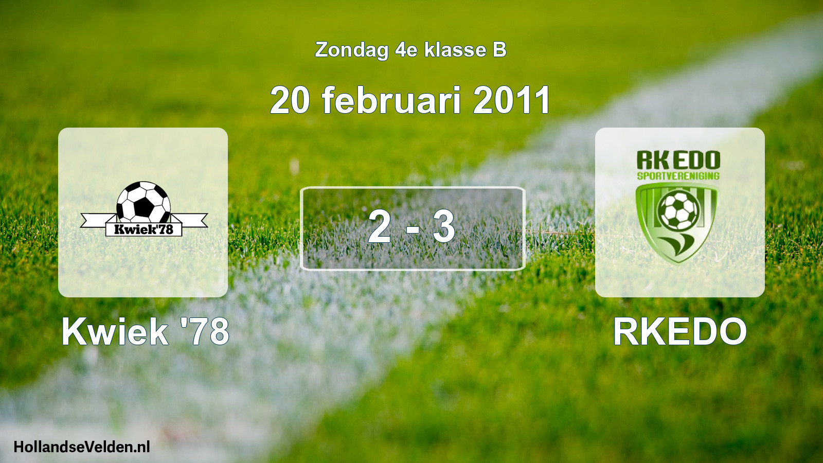 Total number of matches played: Kwiek '78 - RKEDO 2 - 3 (20 February 2011)