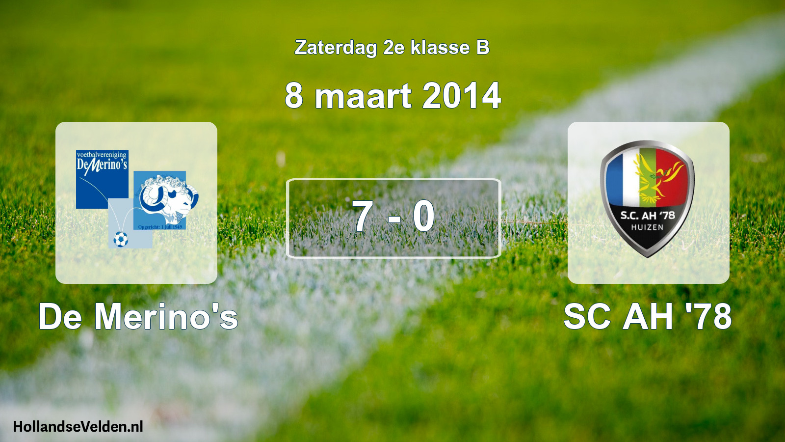 Total number of matches played: De Merino's - SC AH '78 7 - 0 (8 March 2014)