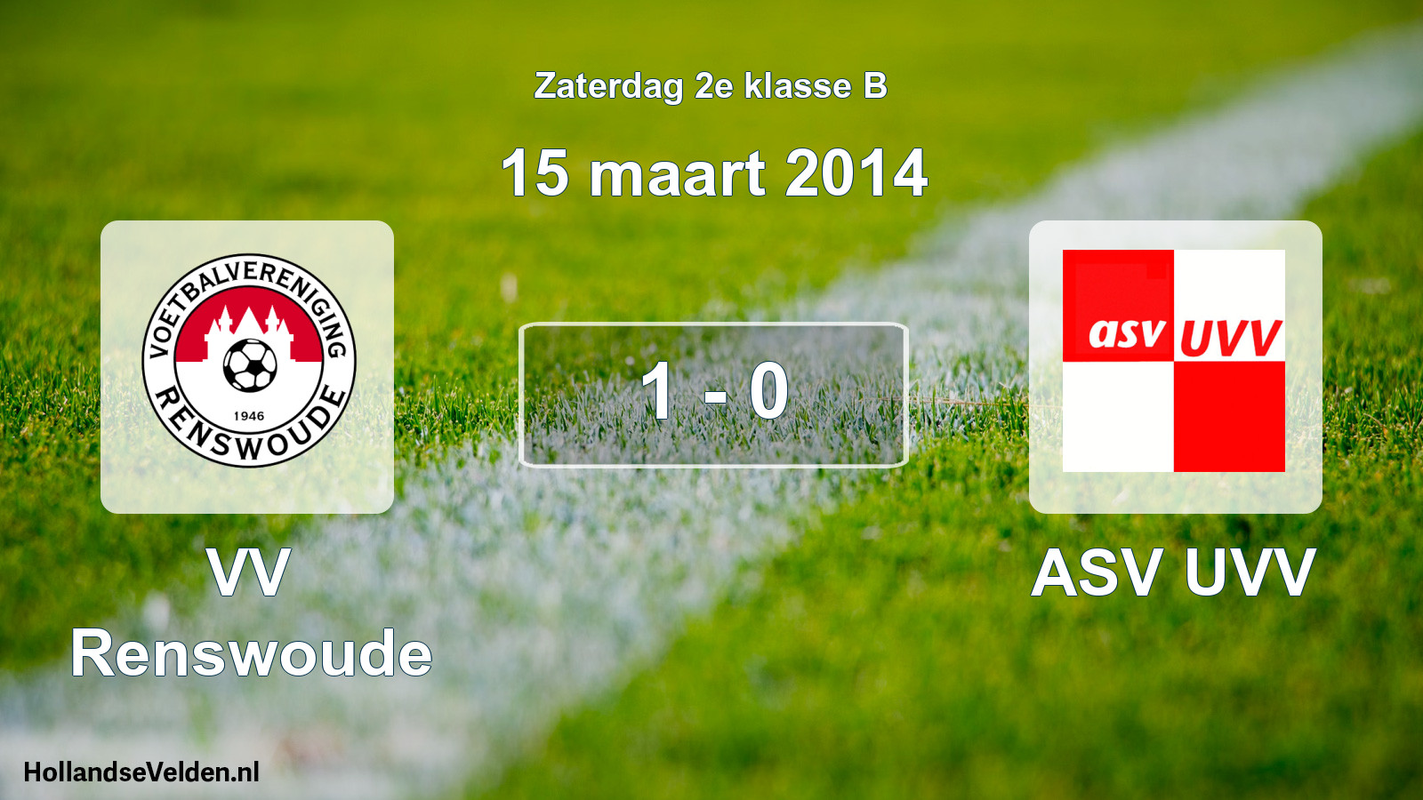 Total number of matches played: VV Renswoude - ASV UVV 1 - 0 (15 March 2014)