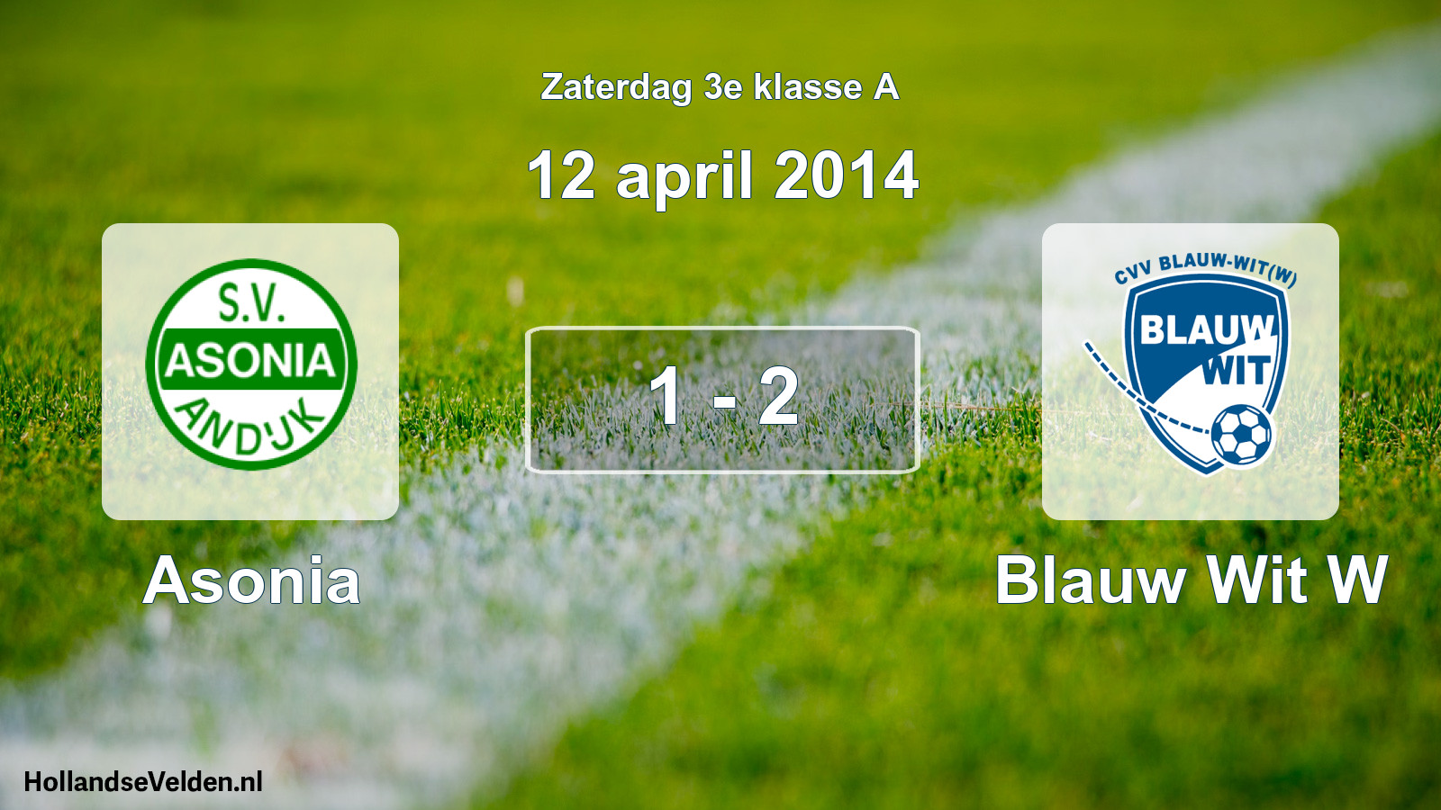 Total number of matches played: Asonia - Blauw Wit W 1 - 2 (12 April 2014)