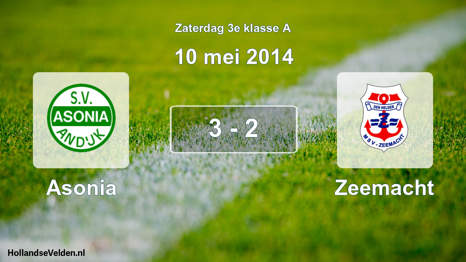 Total number of matches played: Asonia - Zeemacht 3 - 2 (10 May 2014)