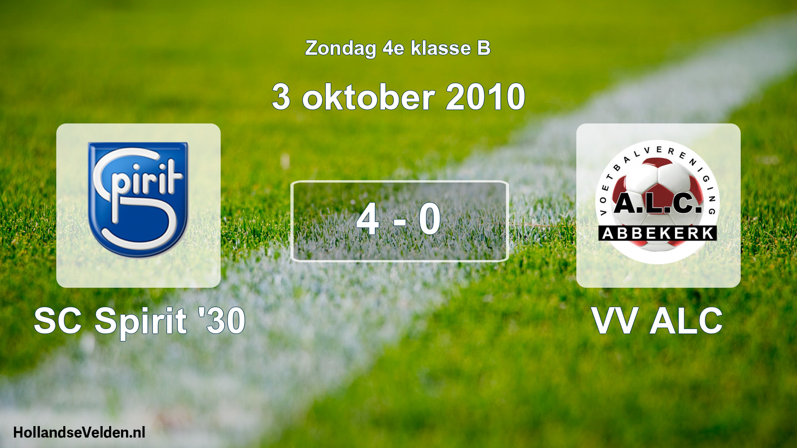 Total number of matches played: SC Spirit '30 - VV ALC 4 - 0 (3 October 2010)