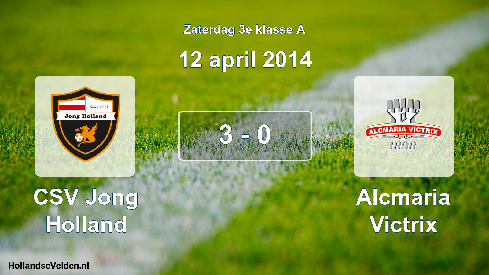 Total number of matches played: CSV Jong Holland - Alcmaria Victrix 3 - 0 (12 April 2014)