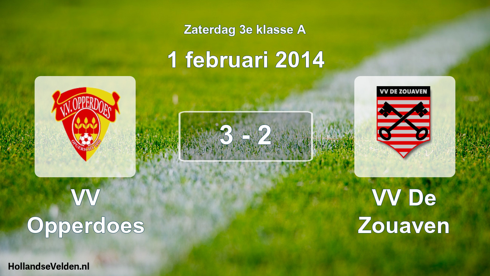 Total number of matches played: VV Opperdoes - VV De Zouaven 3 - 2 (1 February 2014)