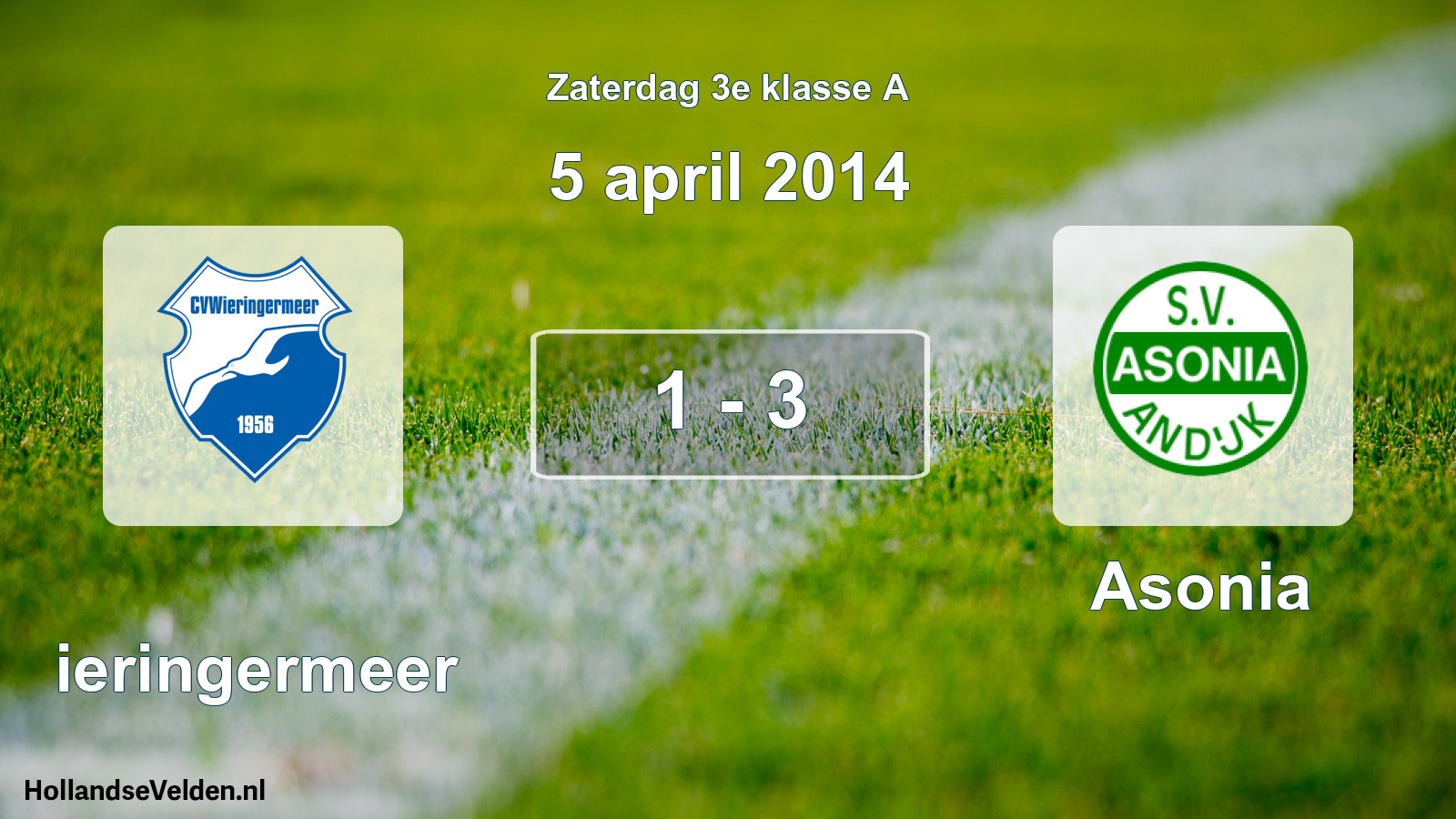 Total number of matches played: Wieringermeer - Asonia 1 - 3 (5 April 2014)