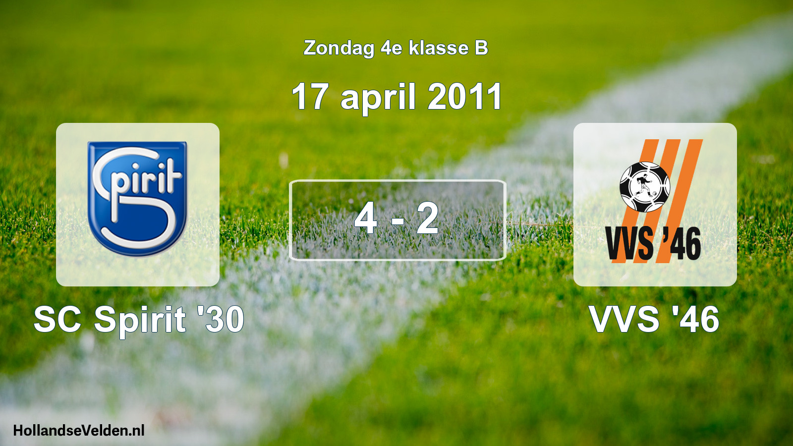 Total number of matches played: SC Spirit '30 - VVS '46 4 - 2 (17 April 2011)