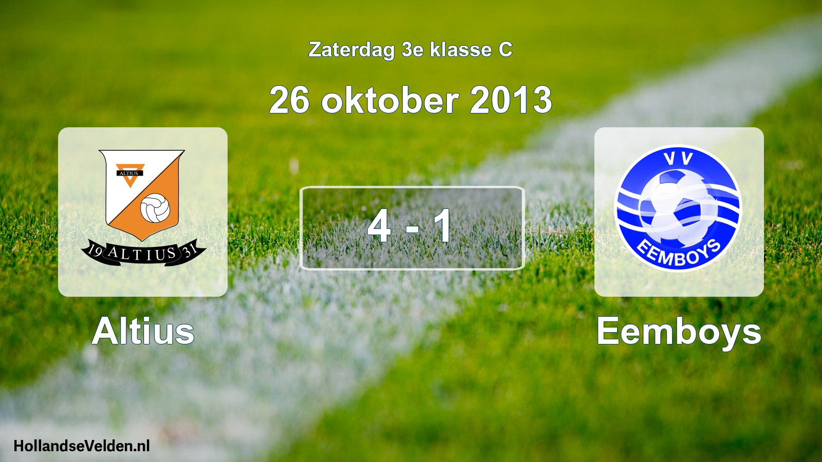 Total number of matches played: Altius - Eemboys 4 - 1 (26 October 2013)