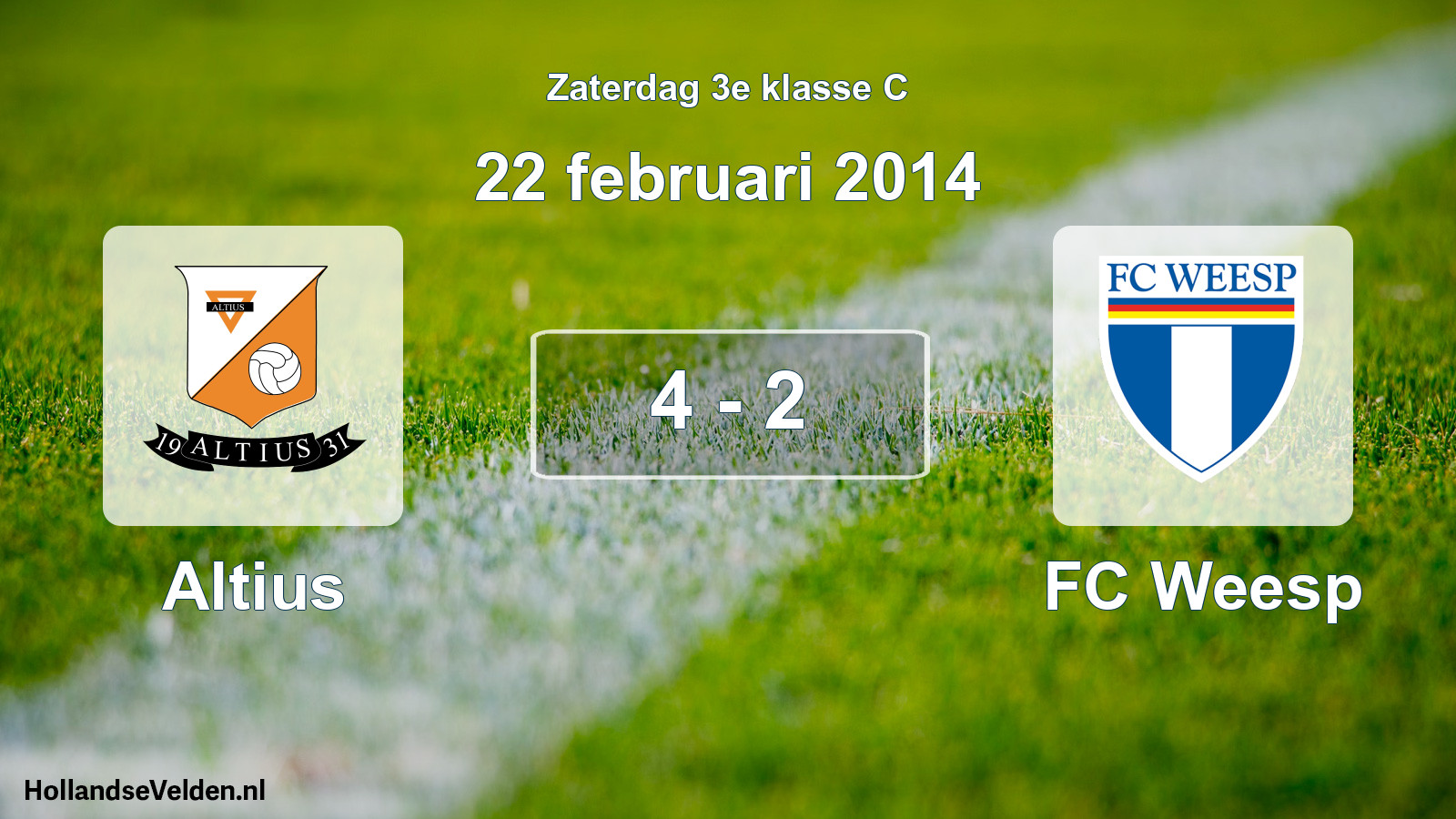 Total number of matches played: Altius - FC Weesp 4 - 2 (22 February 2014)