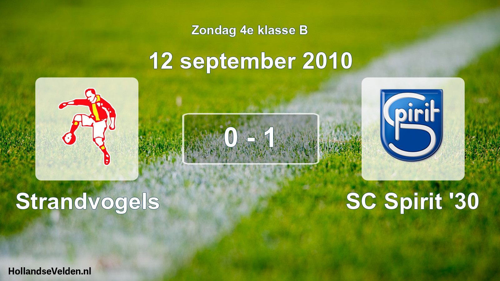Total number of matches played: Strandvogels - SC Spirit '30 0 - 1 (12 September 2010)