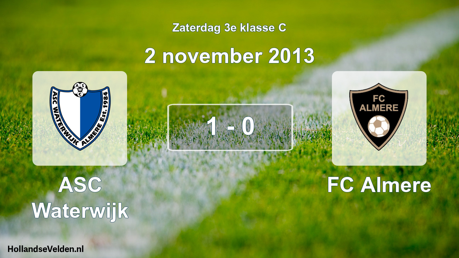 Total number of matches played: ASC Waterwijk - FC Almere 1 - 0 (2 November 2013)
